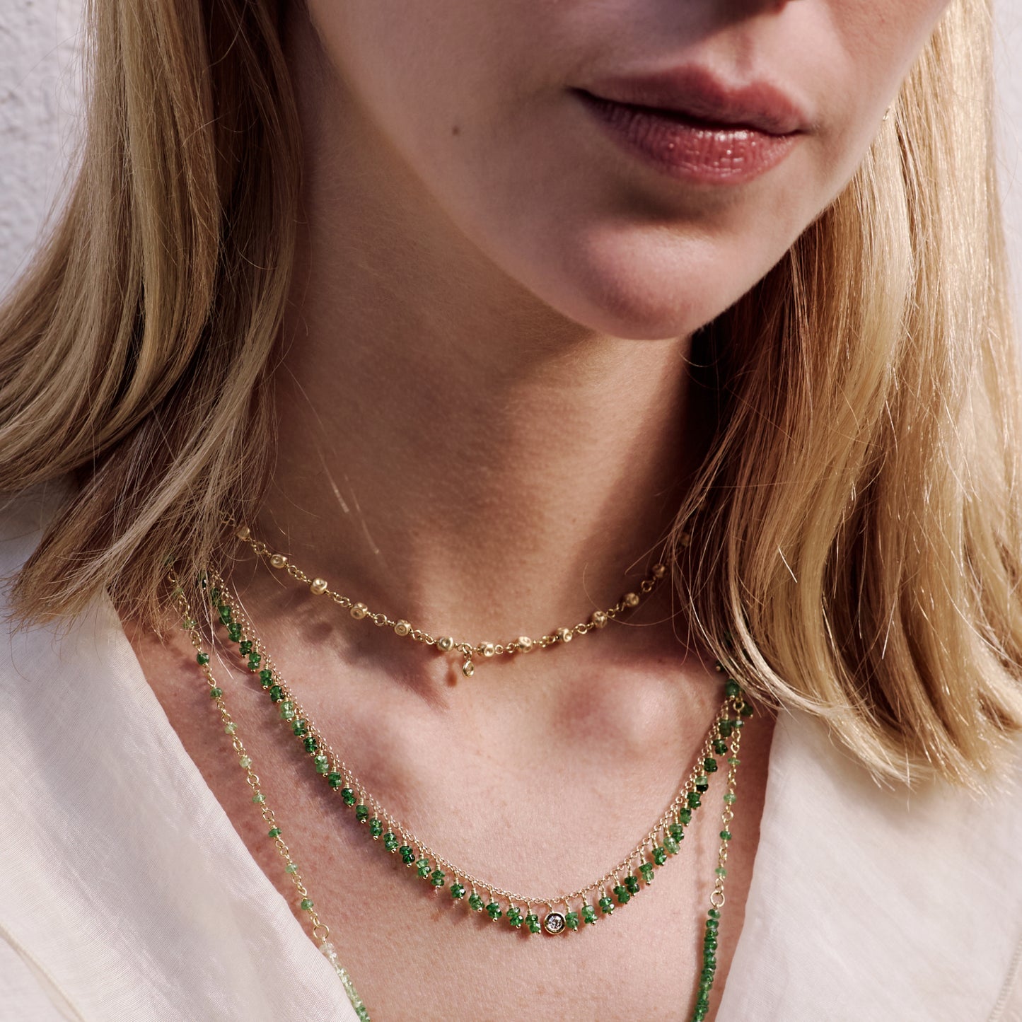Colar Hanging Tsavorita 18k