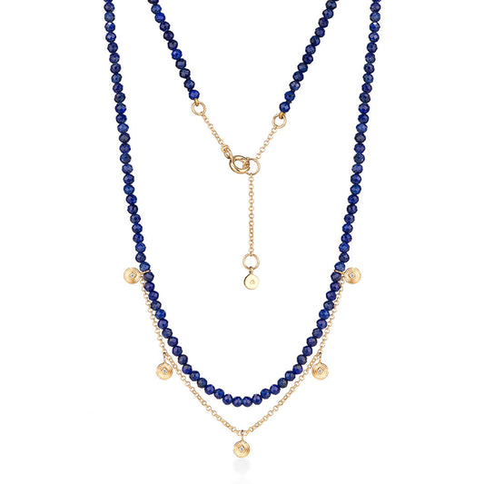 Colar Lápis Lazuli Ciclos com Brilhantes 18k