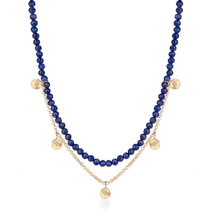 Colar Lápis Lazuli Ciclos com Brilhantes 18k