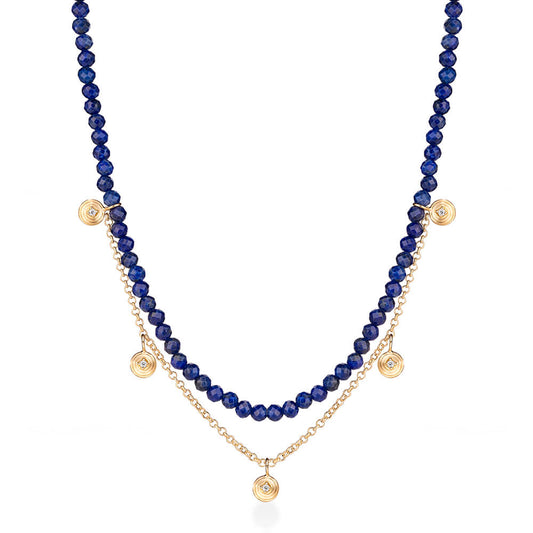 Colar Lápis Lazuli Ciclos com Brilhantes 18k