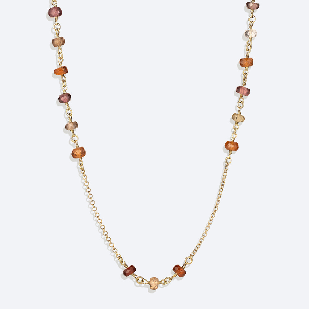 Colar Safiras Terrosas Corrente e Looping 18k