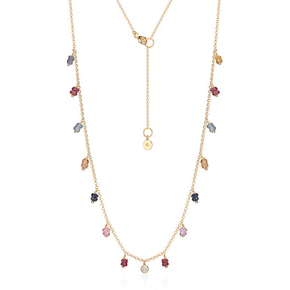 Colar Mini Hanging Safiras Coloridas 18k