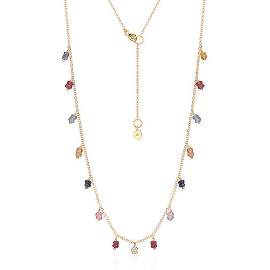 Colar Mini Hanging Safiras Coloridas 18k