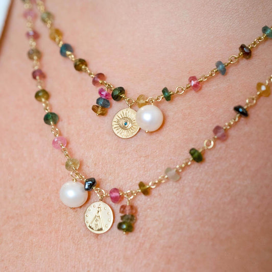 Colar Nossa Senhora Turmalinas 18k