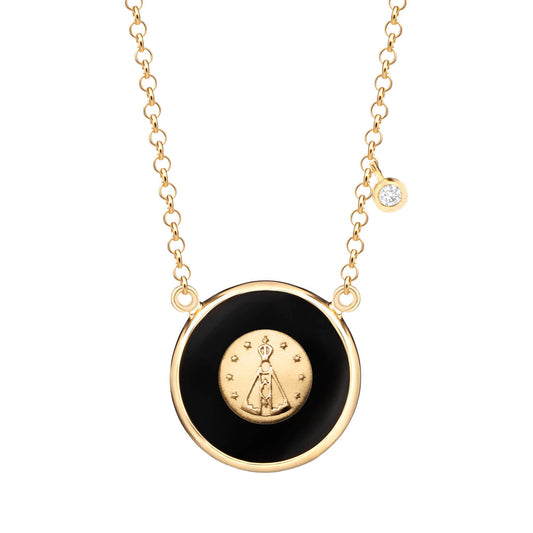 Colar Nossa Senhora com Ônix 18k