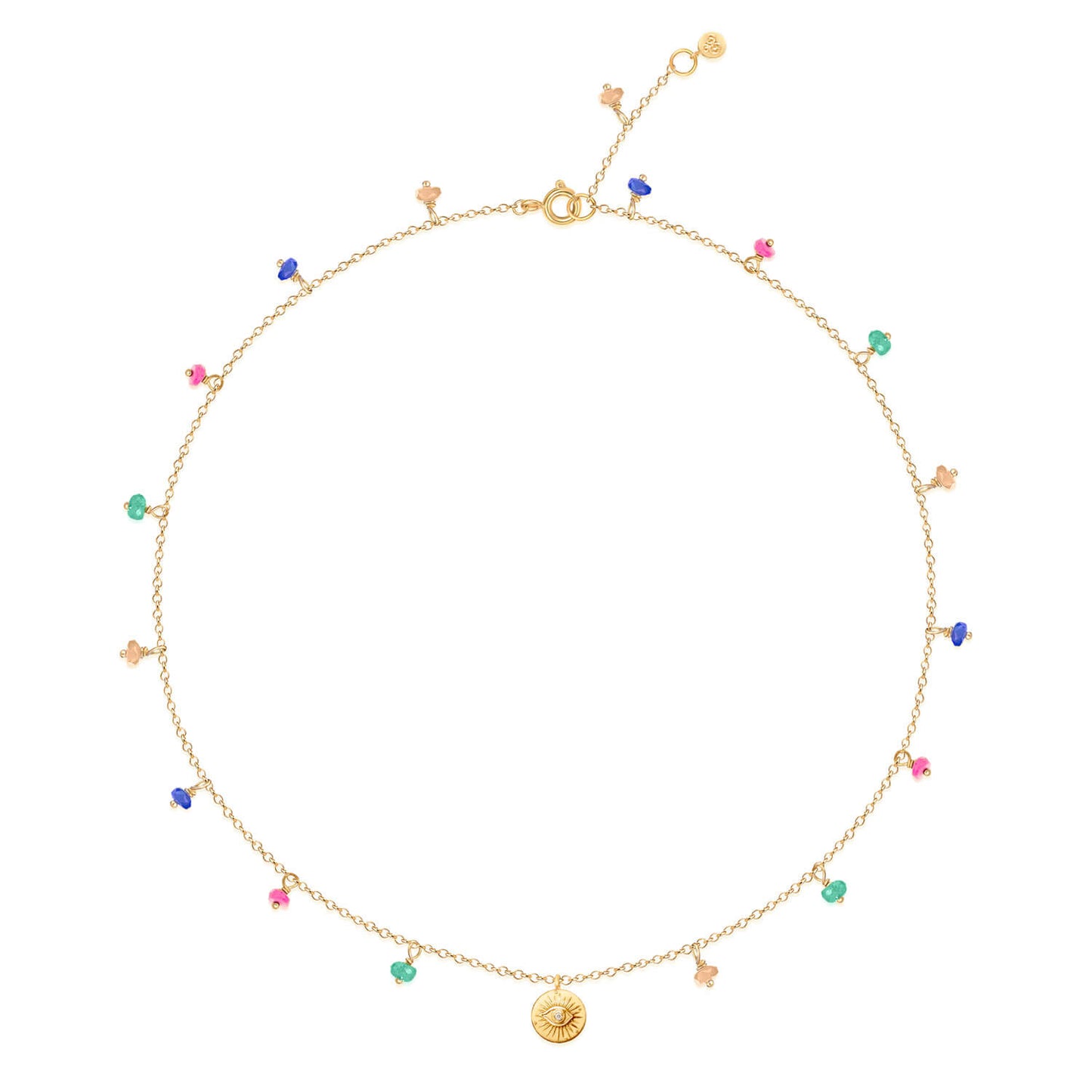 Colar Olhinho com Safiras Coloridas 18k