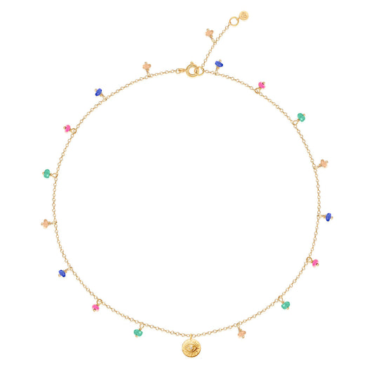Colar Olhinho com Safiras Coloridas 18k