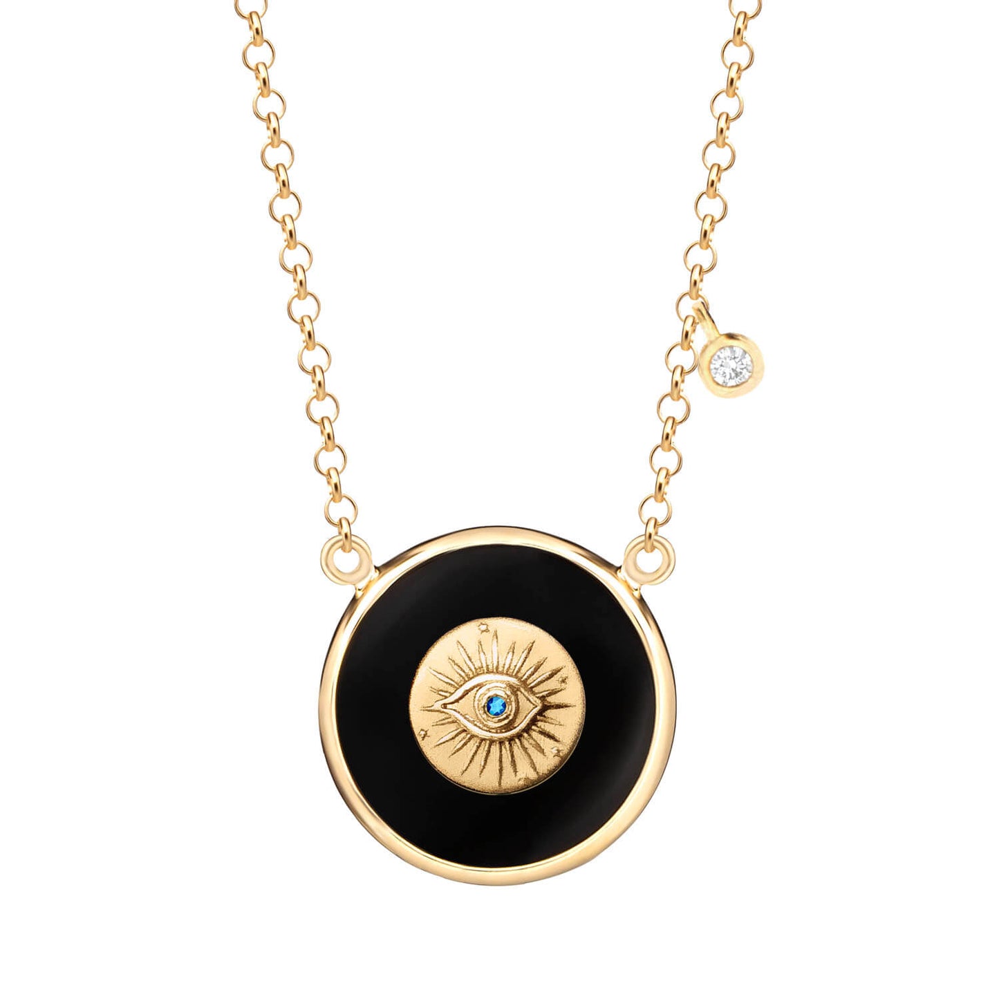 Colar Olho Negro com Brilhante Azul 18k