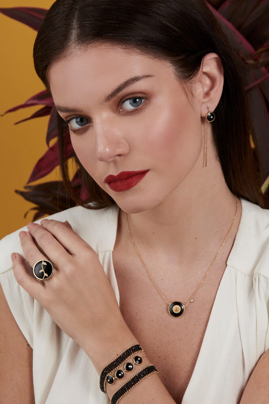 Colar Olho Negro com Brilhante Azul 18k