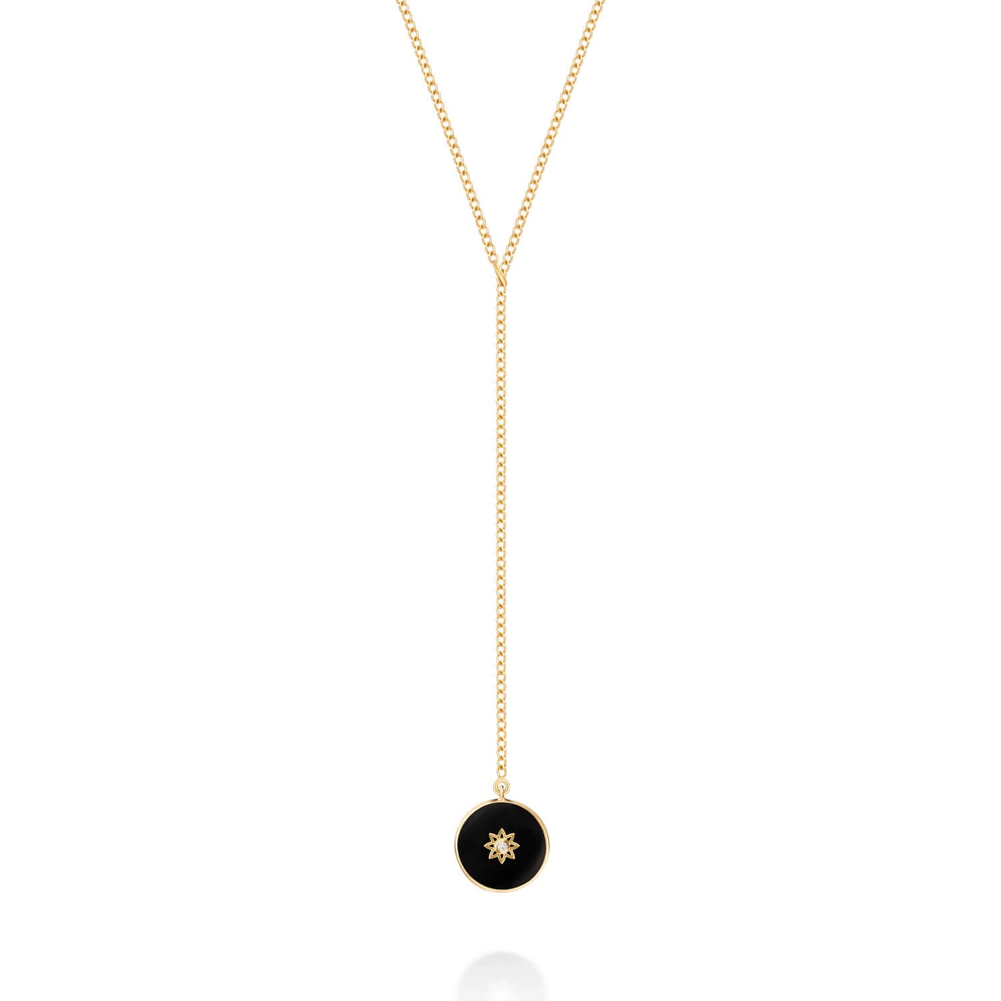 Colar Pastilha Estrela com Ônix 18k