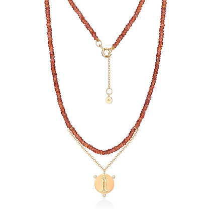 Colar Safira Laranja Nossa Senhora 18k