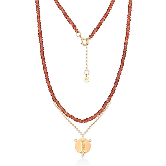 Colar Safira Laranja Nossa Senhora 18k