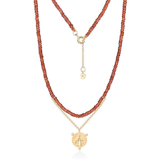 Colar Safira Laranja Nossa Senhora 18k
