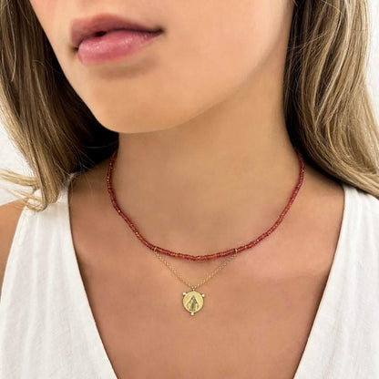 Colar Safira Laranja Nossa Senhora 18k