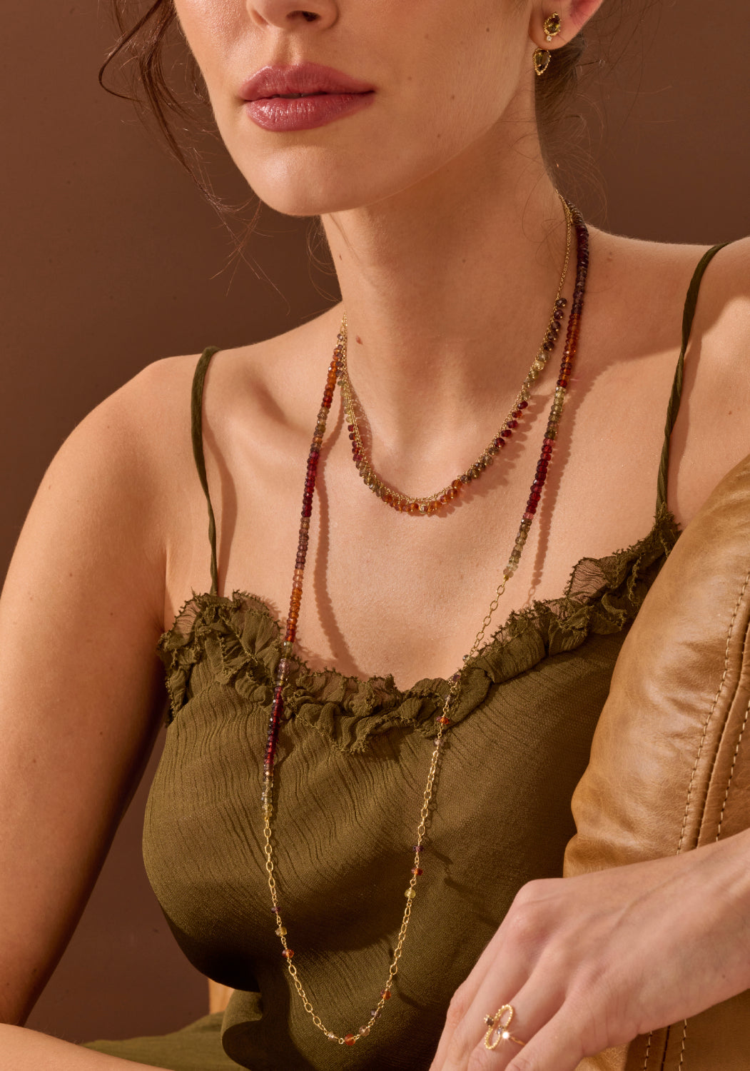 Colar Mix Safiras Terrosas Elos Ovais 18k