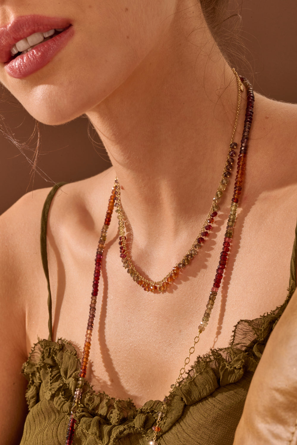 Colar Mix Safiras Terrosas Elos Ovais 18k