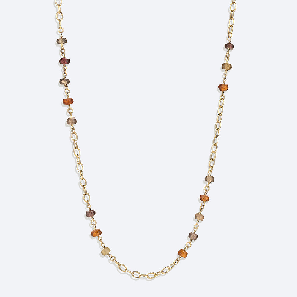 Colar Mix Safiras Terrosas Elos Ovais 18k