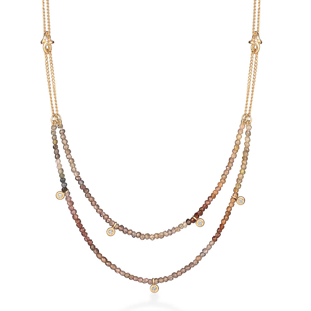 Colar Sunlit Duplo Safiras Terrosas 18k