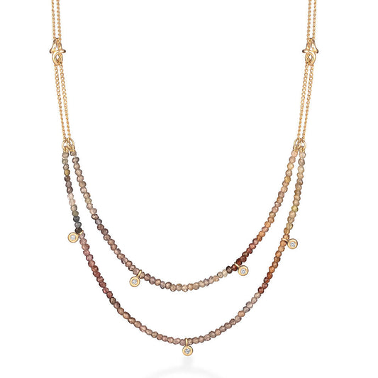 Colar Sunlit Duplo Safiras Terrosas 18k