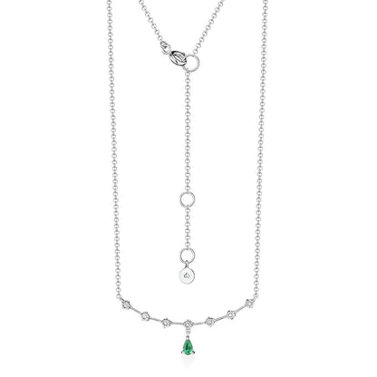 Colar Taco com Esmeralda Gota e Brilhantes 18k