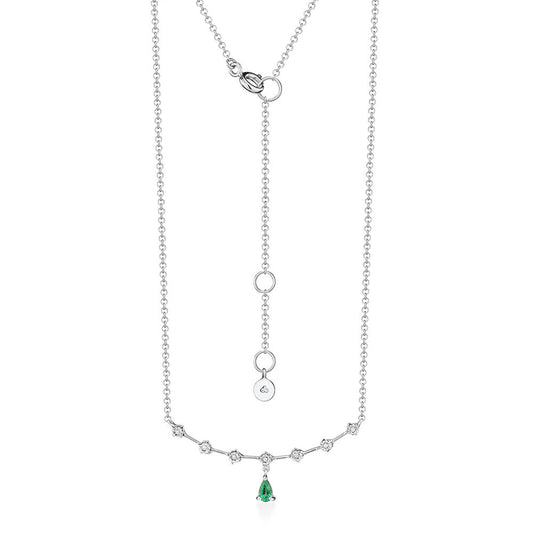 Colar Taco com Esmeralda Gota e Brilhantes 18k