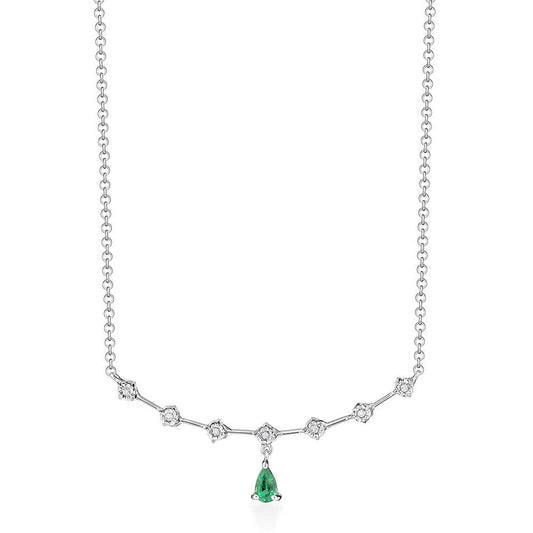 Colar Taco com Esmeralda Gota e Brilhantes 18k