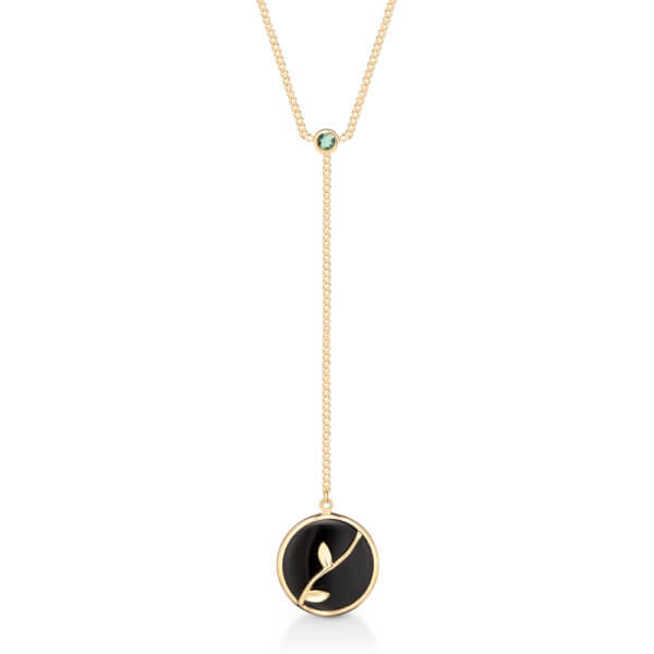 Colar Teva com Ônix e Esmeralda 18k