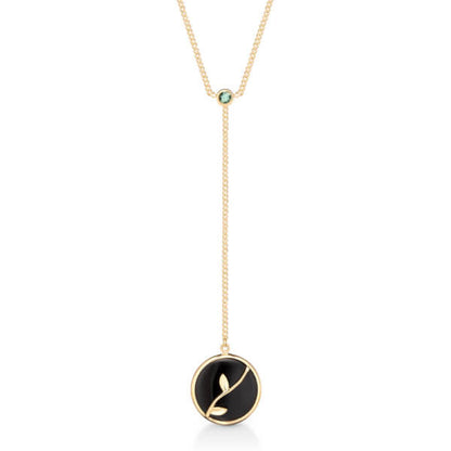 Colar Teva com Ônix e Esmeralda 18k