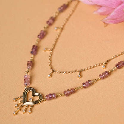 Colar Core Turmalinas Rosas 18k