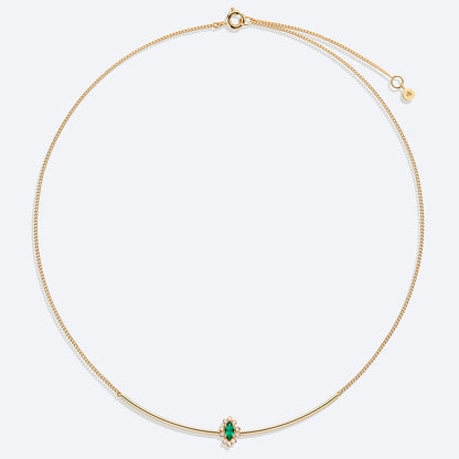 Colar Meia Lua Esmeralda Navete 18k