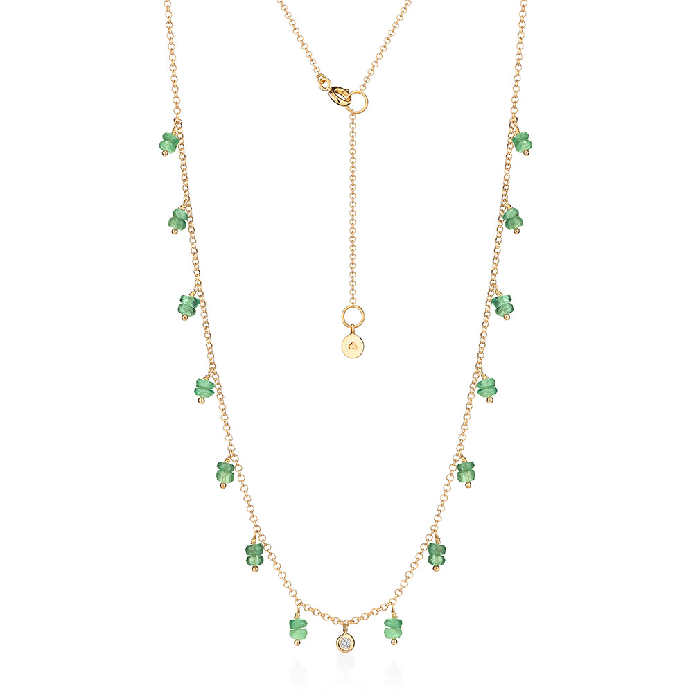 Colar Mini Hanging Esmeralda 18k