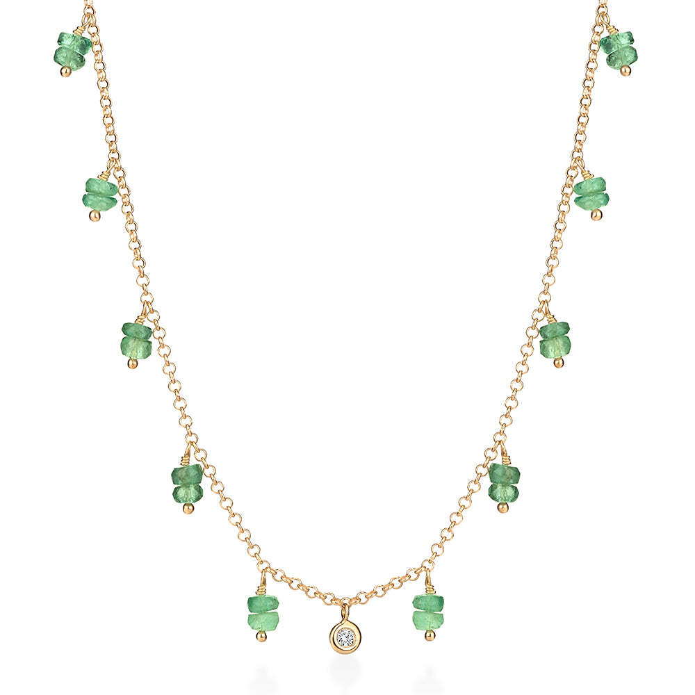 Colar Mini Hanging Esmeralda 18k