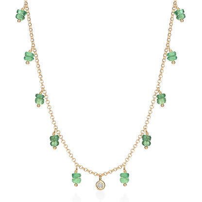 Colar Mini Hanging Esmeralda 18k