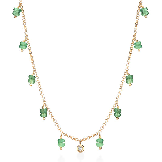 Colar Mini Hanging Esmeralda 18k
