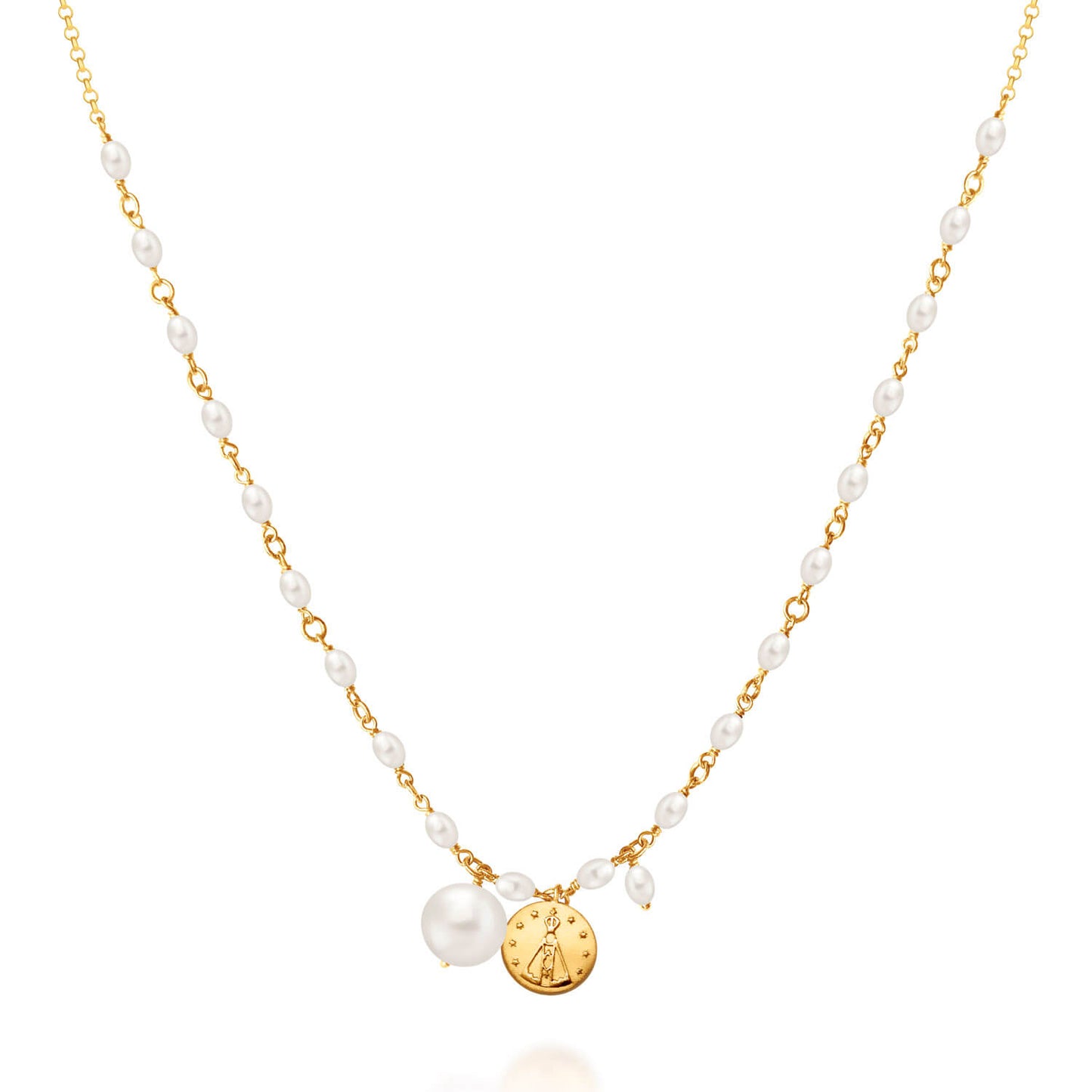 Colar Nossa Senhora Pérolas 18k