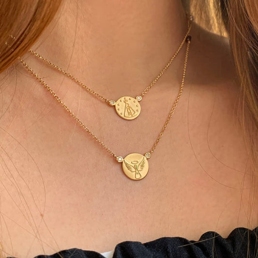 Escapulário Anjo e Espírito Santo 18k