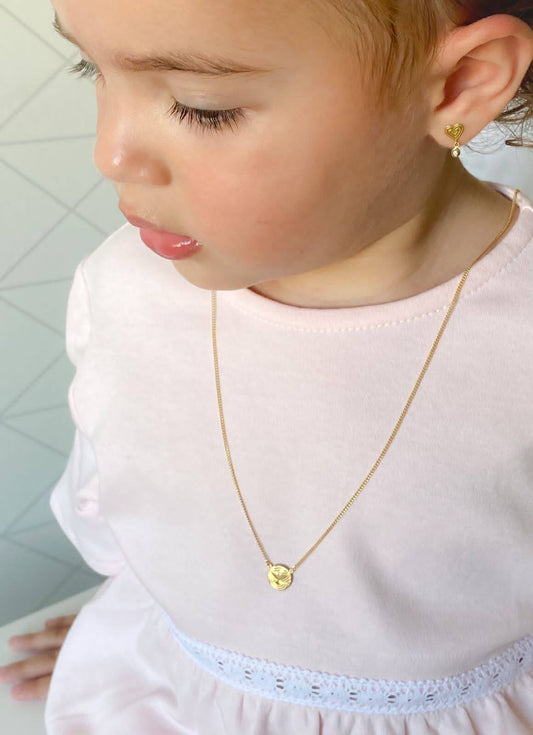 Escapulário Anjo e Espírito Santo Infantil 18k