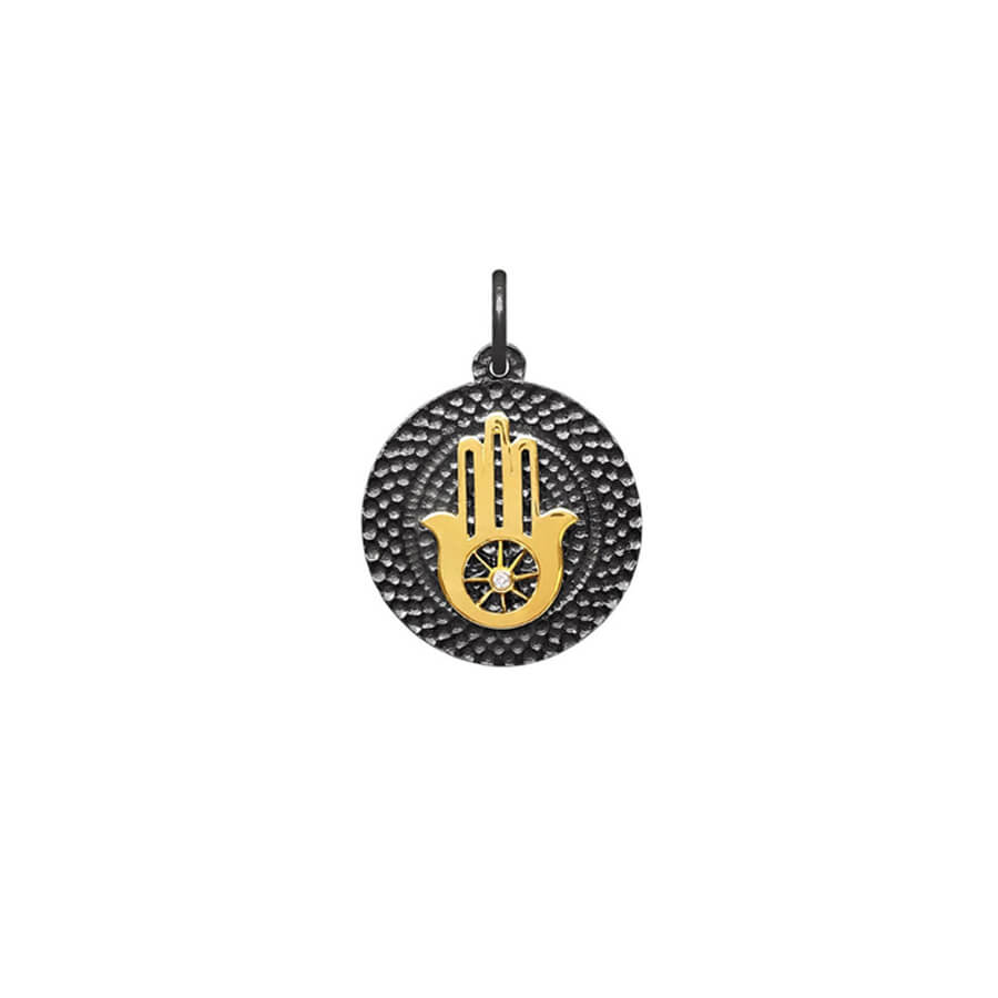 Pingente Amuleto Hamsa AG 925 e 18K
