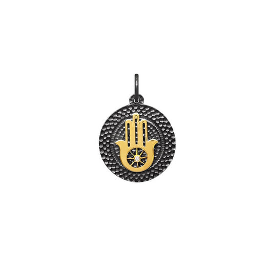 Pingente Amuleto Hamsa AG 925 e 18K