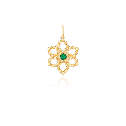 Pingente Flor Bolinha c/ Esmeralda 18k