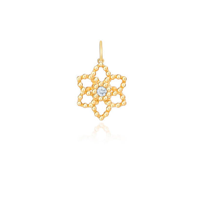 Pingente Flor Bolinha com brilhante 18k