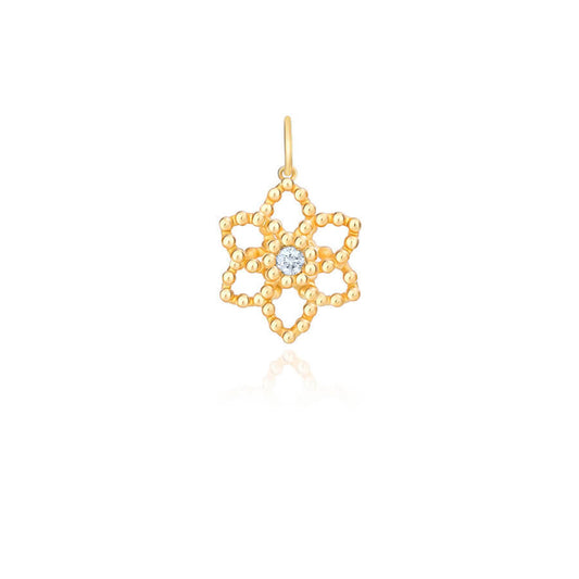 Pingente Flor Bolinha com brilhante 18k
