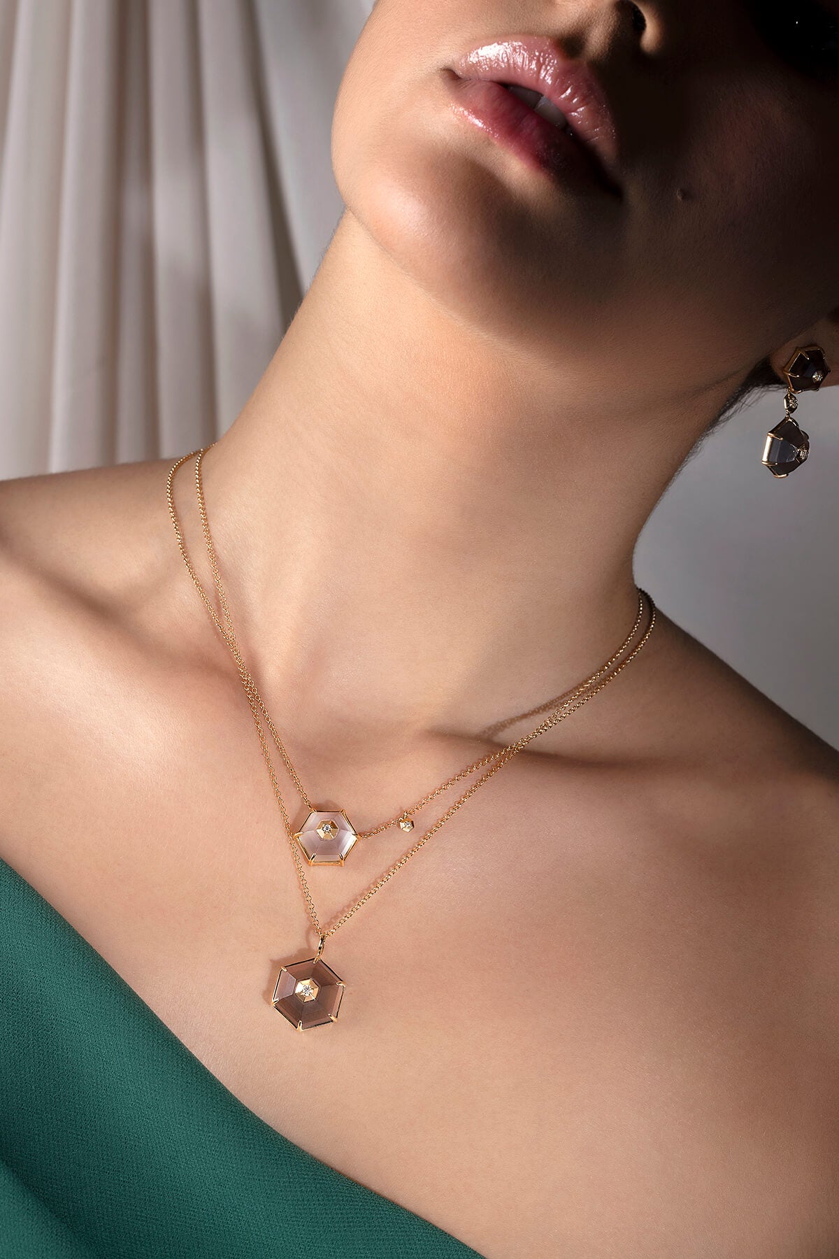 Pingente Hex Cristal 18k