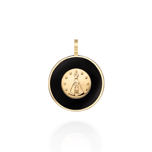 Pingente Nossa Senhora com Ônix 18k