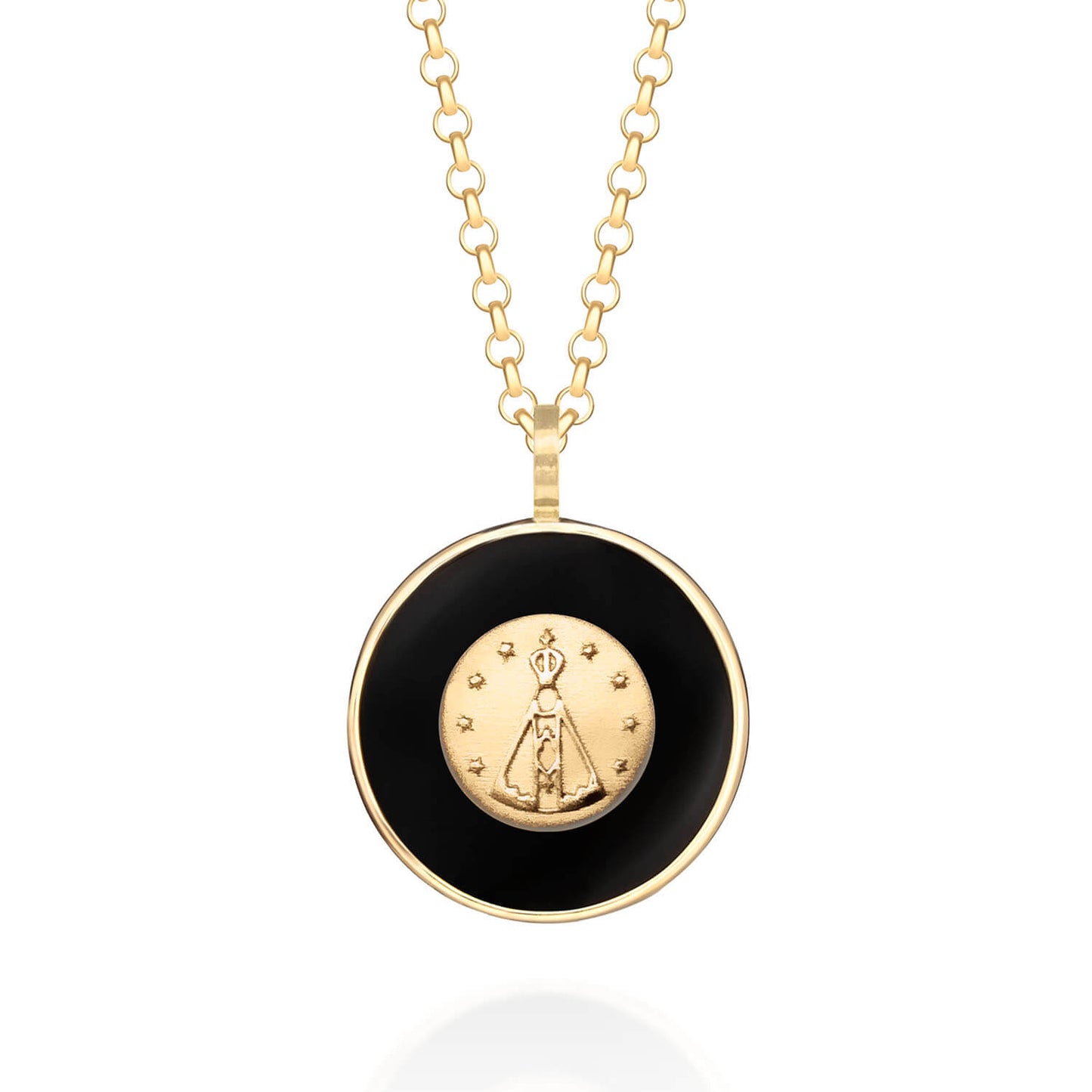 Pingente Nossa Senhora com Ônix 18k
