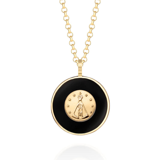 Pingente Nossa Senhora com Ônix 18k