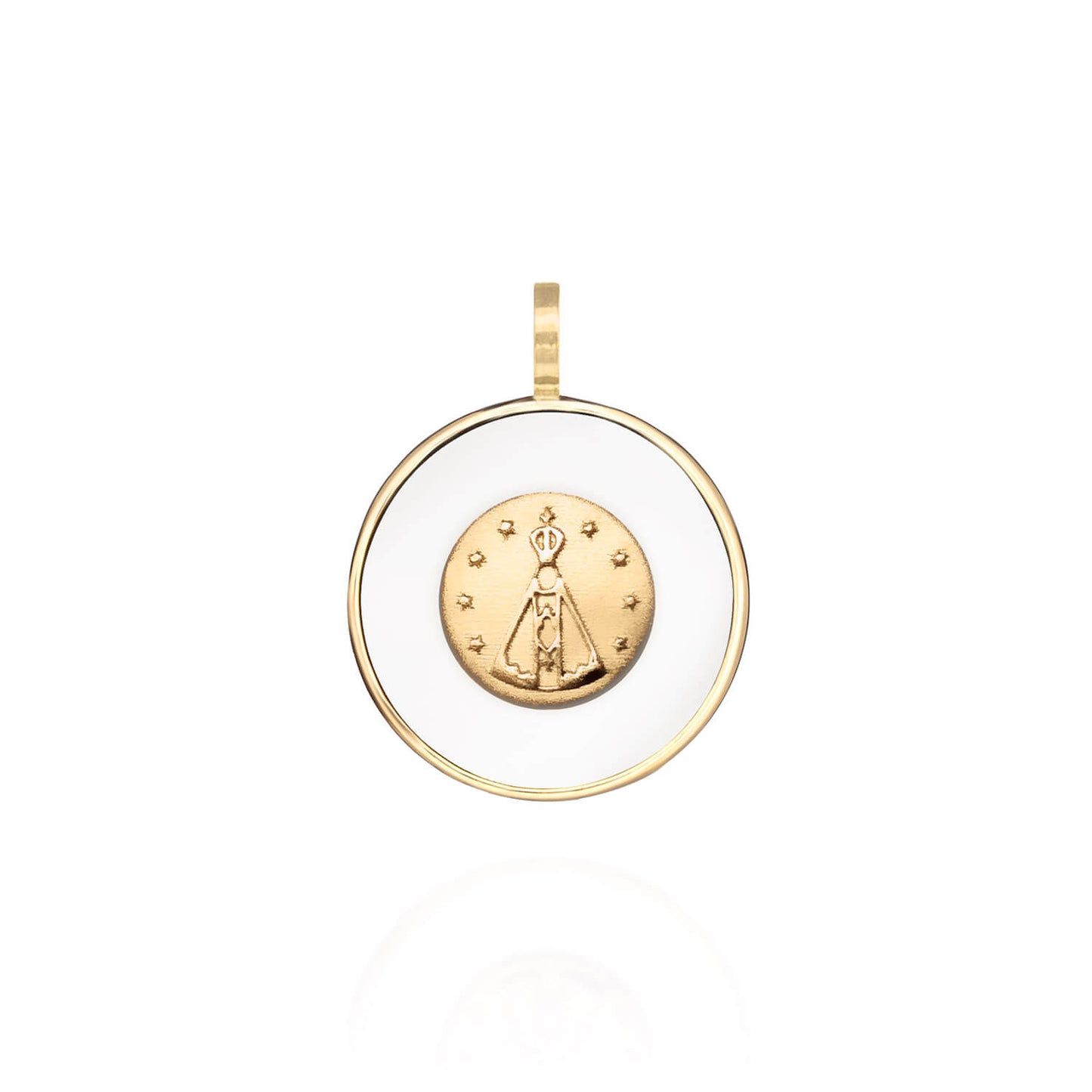 Pingente Nossa Senhora com Quartzo Branco 18k