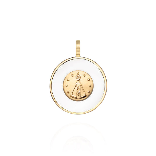 Pingente Nossa Senhora com Quartzo Branco 18k