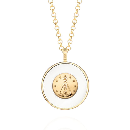 Pingente Nossa Senhora com Quartzo Branco 18k