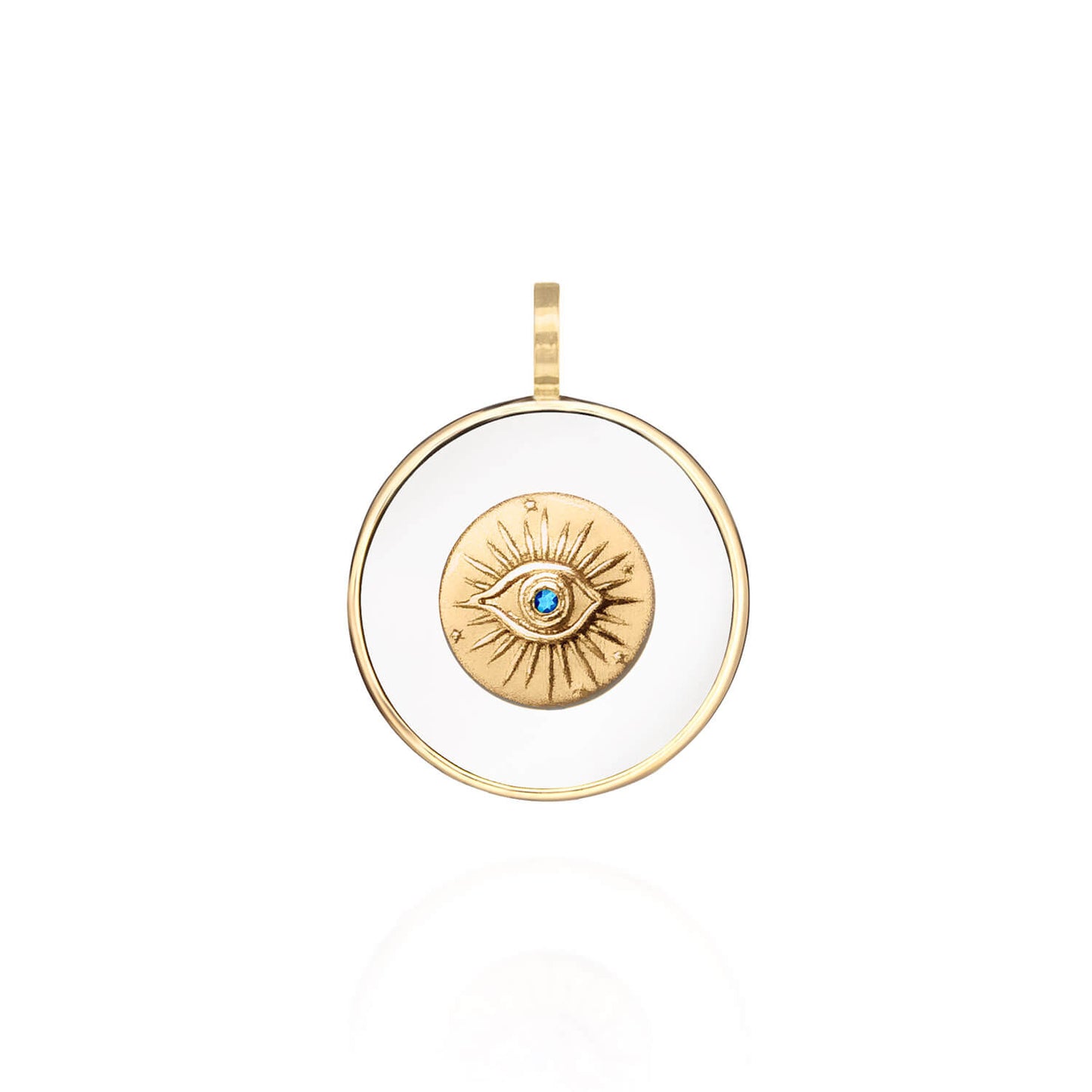 Pingente Olho Branco com Brilhante Azul 18k